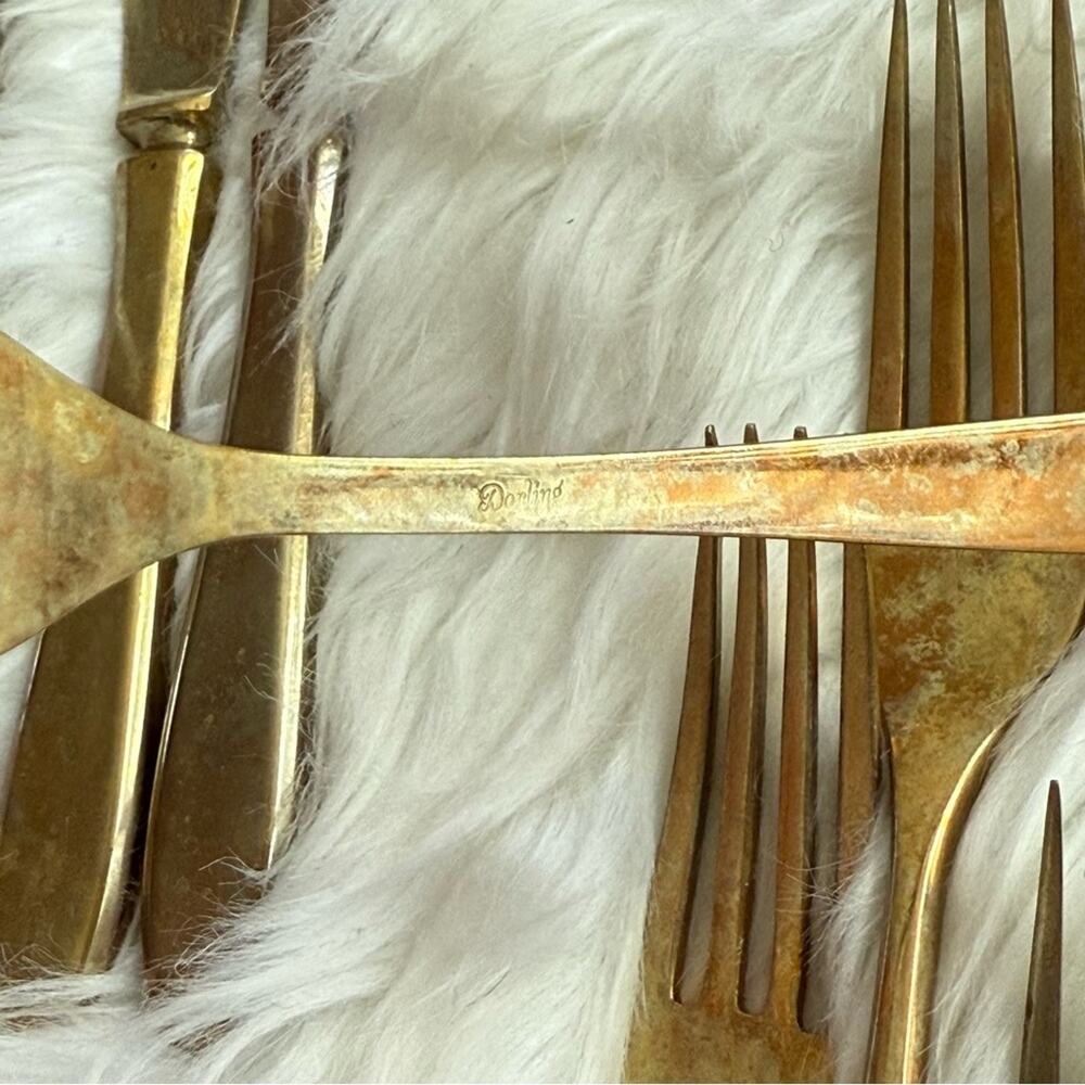 Dorling | Vintage Gold Dirilyte Golden Autumn Symphony Goldware Dinner Flatware - Picture 5 of 7